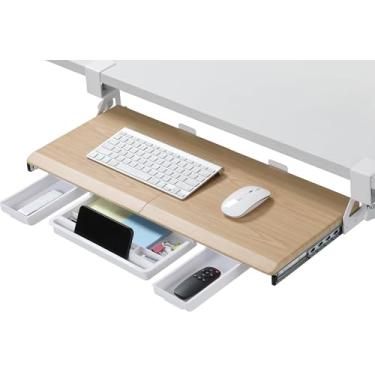 Imagem de ETHU Bandeja Para Teclado Sob A Mesa, Bandeja Para Teclado E Mouse Removível Com Grampo C, Bandeja Ergonômica Para Teclado De Mesa Deslizante, Gaveta De Plataforma Removível Para Casa E Escritório (