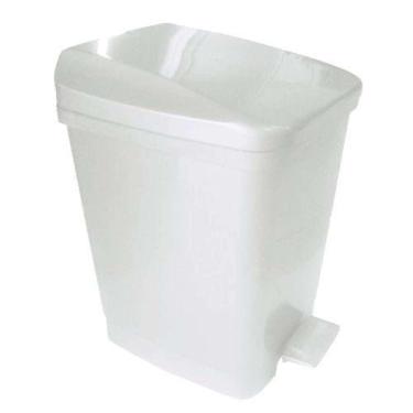 Imagem de Lixeira Plástica Quadrada 9 Litros Com Pedal Branco - Altura 28cm - Metasul