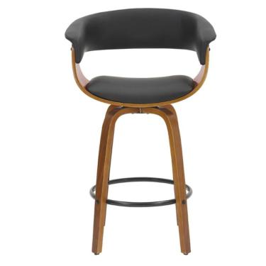 Imagem de Banqueta Giratória Baixa Betim Rivatti Preta Base Madeira