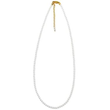 Imagem de Colar gargantilha feminina de pérola, banhado a ouro 22K, 15,8 polegadas com extensor de 2 polegadas, joia elegante presente