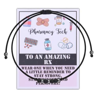 Imagem de LQRI RX Pulseira Código Morse RX Presentes Farmacêuticos para Farmácia Estudante Graduação Ideias de Presente Farmácia Enfermeira Grad Presentes, Small, Nylon, nylon