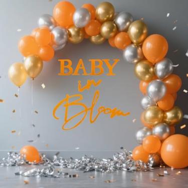 Imagem de Sinal de bebê em flor para pano de fundo - Letreiro de feltro para chá de bebê em flor para menino, menina, revelação de gênero, sinal de chuveiro, faixa de festa, balão arco, cenário fotográfico