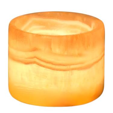 Imagem de Castiçal de alabastro egípcio feito à mão – suporte luxuoso para luz de chá com brilho suave – pedra natural para casa, spa e meditação – peça de decoração, ambiente relaxante em vários tamanhos