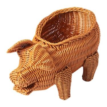 Imagem de Generic Cesta de frutas trançada, suporte para legumes, organizador para buffet, imitação de rattan, para servir alimentos e armazenar em restaurantes e, em Forma de Porco
