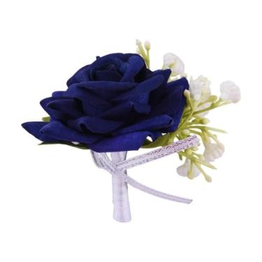 Imagem de Broche de flor de rosa para noivo broche de formatura de casamento para noivo melhor homem broche de lapela de flor para padrinho broches masculinos decorações de terno para festa de dança