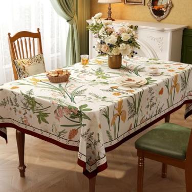 Imagem de Toalha de mesa floral vintage para mesas retangulares estilo francês toalha de mesa rústica, estampa de flores, resistente ao desgaste, vinil impermeável, capa de mesa de PVC para cozinha, acampamento