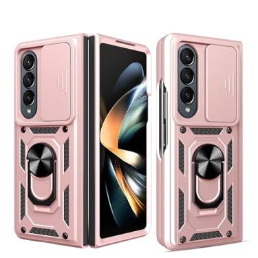 Imagem de Asuwish Capa de telefone para Samsung Galaxy Z Fold 4 5G 2022 com capa para câmera e protetor de tela de vidro temperado suporte rígido suporte de anel híbrido acessórios para celular ZFold4 Z4 Fold4