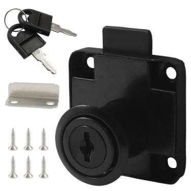 Imagem de Hordion Pacote com 4 fechaduras de gaveta com chaves, fechaduras de armário de liga de zinco para gaveta armário guarda-roupa mesa de escritório, caixa de correio, preta