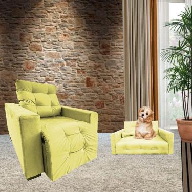 Imagem de Poltrona Retrátil e Reclinável Do Papai Sofia Quarto Sala Mais Sofazinho Pet Bob Amarelo