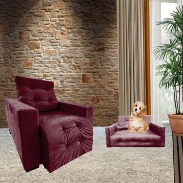 Imagem de Poltrona Retrátil e Reclinável Do Papai Sofia Quarto Sala Mais Sofazinho Pet Bob Bordo