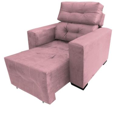 Imagem de  Cadeira Poltrona Reclinável Retrátil Isabelle Consultório Estética Facial Cílios Sobrancelha Rosa - BL Decor