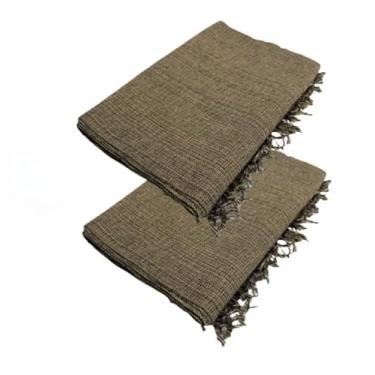 Imagem de Conjunto de mantas extragrandes para sofá (2 peças), dimensões 300 x 180 cm, material de algodão puro, com finalidades decorativas e protetoras. (2 Marrom Mesclado)