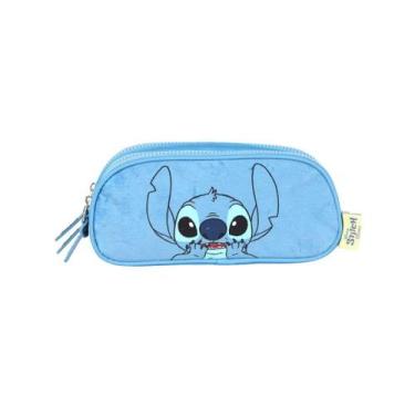 Imagem de Estojo Stitch Triplo Meninas Pelúcia Infantil Disney Escolar