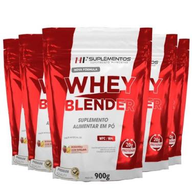 Imagem de 6X Whey Blender Concentrado Morango Com Banana 900G Hf - Hf Suplemento