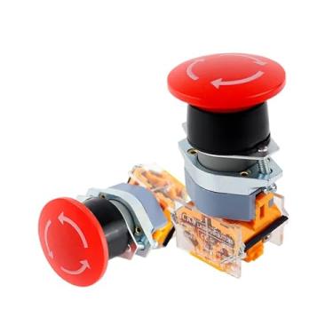 Imagem de 1 placa vermelha de emergência E-Stop 22 mm para fresadora CNC