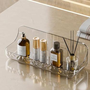 Imagem de Prateleira de banheiro montada na parede, organizador de banheiro de acrílico transparente para produtos de higiene pessoal e cosméticos - tamanho grande, 9 x 24 cm