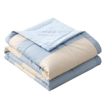 Imagem de Cobertor de cama de algodão refrescante, edredom térmico, dupla face, efeito frio, cobertor de fibra macia, reversível, colcha macia para o verão, ar-condicionado, colcha