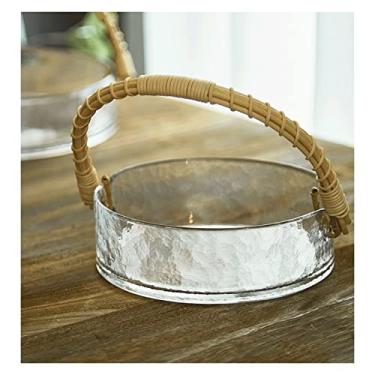 Imagem de Pacote de tigela de frutas, bandeja de frutas tecida por grama, bandeja de servir de tecido, cesta de servir redonda, bandejas decorativas de armazenamento para servir pão, frutas, legumes, lanche