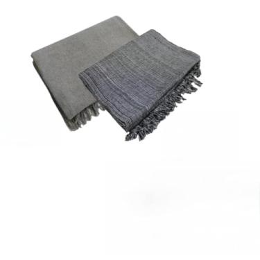 Imagem de Kit 2 Mantas Para Sofa King Gigante 300x180cm Algodao Protetor Decorativo (Cinza Chumbo + Preto Mesclado)