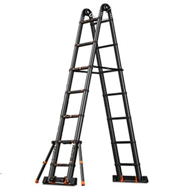 Imagem de Escada de extensão telescópica para escada telescópica doméstica 8,2 m, retração rápida de botão de extensão telescópica design protetor para trabalho ao ar livre 150 kg carga máxima (tamanho: 8,2 m)