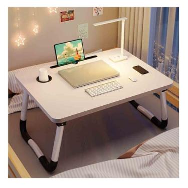 Imagem de Mesa de laptop, mesa baixa de cama, cama para mesa de TV, bandeja de colo mesa de pé portátil, mesa dobrável para laptop, suporte de leitura e escrita com gaveta para cama, sofá, chão (cinza, gaveta