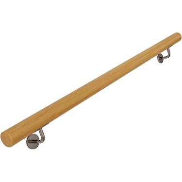 Imagem de FZZIBQYR Grade de escada de madeira de carvalho maciça para escadas internas, trilho de parede com suporte de metal (tamanho: 0,5 m)