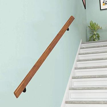 Imagem de SENNIAN Corrimão de escada (0,30 m - 6 m). Trilho de escada de madeira maciça antiderrapante, corrimão de parede para casa, loft interno, grades para idosos, barra de suporte de corredor, kit completo
