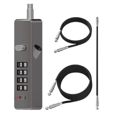 Imagem de Cabo de segurança com trava, cabos de bloqueio – Corrente combinada de 4 dígitos para estojo, mala, bagagem, armário, cerca, armário de academia, capacete