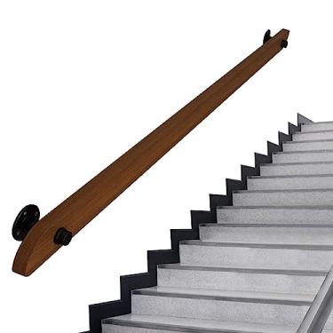 Imagem de Corrimão de escada de madeira antiderrapante para casa contra a parede corrimão para idosos corrimãos de corredor (1 pés-6 m) (tamanho: 3 m)