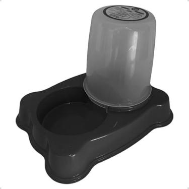 Imagem de Kit Comedouro Bebedouro Para Cães e Gatos Dupla Função 1,35 kg Ração/1,5 Litros (01 UNIDADE - LIGHT PRETO)
