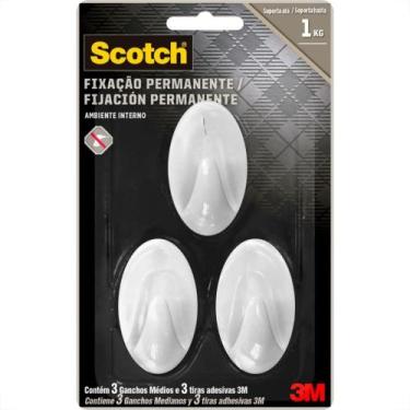 Imagem de Gancho Adesivo 3M Scotch Medio 3Pecas Branco Hb004684294