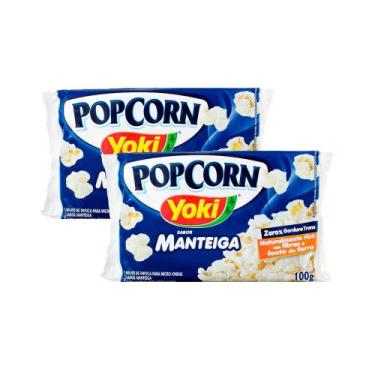 Imagem de Kit 2 Pipoca para Microondas Popcorn Yoki Manteiga 0% Gordura Transgên
