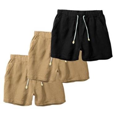 Imagem de Kit 3 Bermudas Masculinas Linho Short Moda Casual Ajuste Perfeito e Estilo-Masculino