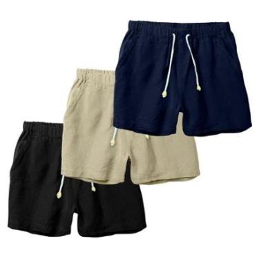 Imagem de Kit 3 Bermudas Masculinas Linho Short Moda Casual Ajuste Perfeito e Estilo-Masculino