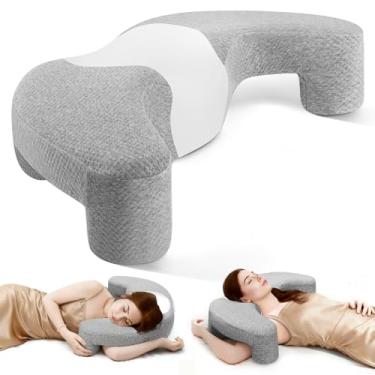 Imagem de LiebKomfon Almofada de pescoço cervical com orifícios para o braço para alívio da dor no ombro e no manguito rotador, almofada de suporte ergonômico para dorminhocos nas costas e laterais, espuma