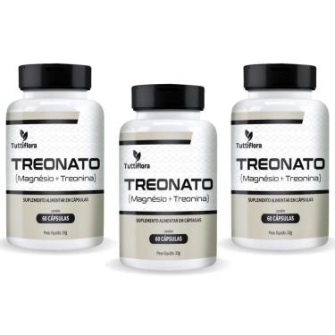 Imagem de Kit Com 03 - Treonato (Magnésio + Treonina) 500mg 60 Cápsulas TuttiFlora-Unissex