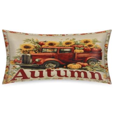 Imagem de Fronha King Size de cetim de seda para cabelo e pele, capa de almofada, macia, deslizante, vermelho, caminhão, outono, com fecho de envelope para dormir, mulheres, homens, crianças, 50,8 x 101,6 cm, 1