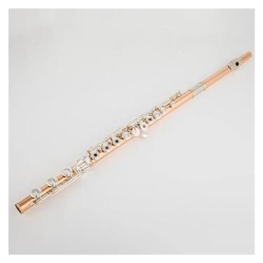 Imagem de Flauta de chaves folheadas a prata com corpo de cobre fósforo, 17 furos, furo aberto, mecanismo E, flauta com estojo