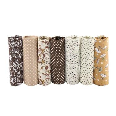 Imagem de Generic Kit de Cama de Tecido 100% Algodão Sortido, Faça você Mesmo, para Artesanato, Acolchoado, Costura para Decoração de Casa, 3 Cores, 7 Peças de Roupa de Cama (Café)