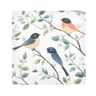 Imagem de SEHANY Saco de maquiagem de pano autoadesivo colorido flores primavera pássaro mágico protetor portátil para lente de câmera envoltório cosmético, bolsa de maquiagem aberta para mulheres, itens