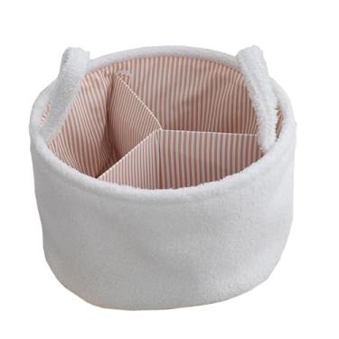 Imagem de MOMIGO Organizador de fraldas para bebês – Cesta de armazenamento de berçário de formato redondo elegante para fraldas e lenços umedecidos, organizador de carro, presente de berçário para