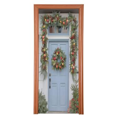 Imagem de Blueangle Capa de porta de guirlanda de Natal elástica - Faixa de porta frontal de tecido elástico para Natal, decoração de festa em casa ao ar livre (667)