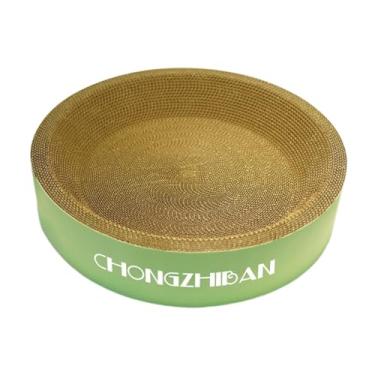 Imagem de IEUDNS Arranhador para gatos, tigela, cama para gatos, respirável, confortável, papelão ondulado, a arranhões, verão, almofada para arranhar, Verde