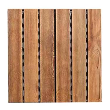 Imagem de SPXMQSS Tábuas de deck de madeira, piso externo para jardim, azulejo de convés interligado, azulejos de piso cortáveis para jardim, piscina, varanda, varanda 30 x 30 cm, B, 22 peças