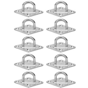 Imagem de Placa de olho em forma de diamante M5 304 Gancho de rolamento de aço inoxidável de alta resistência à prova de ferrugem para barco, navio, sombra, velas, redes, ioga, boxe,