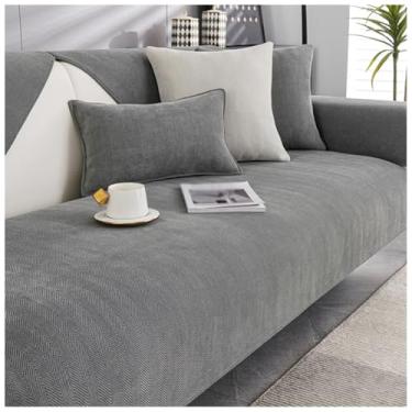 Imagem de SPXMQSS Capa para sofá, capa de sofá seccional, macia de chenille, antiderrapante, capa de sofá de 1/2/3/4 lugares, protetor de móveis em forma de L para sala de estar A 110 x 160 cm