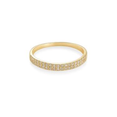 Imagem de Meia Aliança com Zircônias Ouro 18k - 1.25 - Ishizaki Alianças, Amarel
