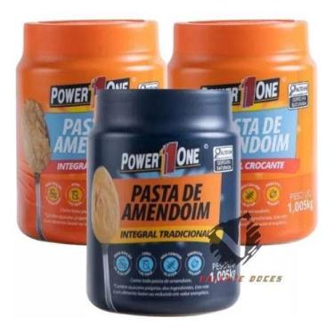 Imagem de Kit 3 Pasta De Amendoim Powerone Tradicional E Crocante 1kg