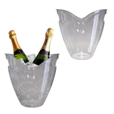 Imagem de Balde Acrilico Kit 2pçs 3,3l Reforçado Champanheira Neoplas, Transpare