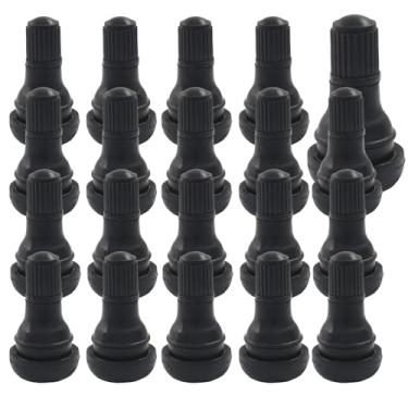 Imagem de Waziaqoc 20 peças TR412 hastes de válvula de pneu, hastes de válvula de encaixe sem câmara, substituição de comprimento padrão de borracha preta, compatível com furos de aro de 0,453 polegadas para